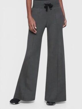 413 Athleta Sierra Wide Leg Gray Pants w/ Side Slit, Elastic Waist and Pockets